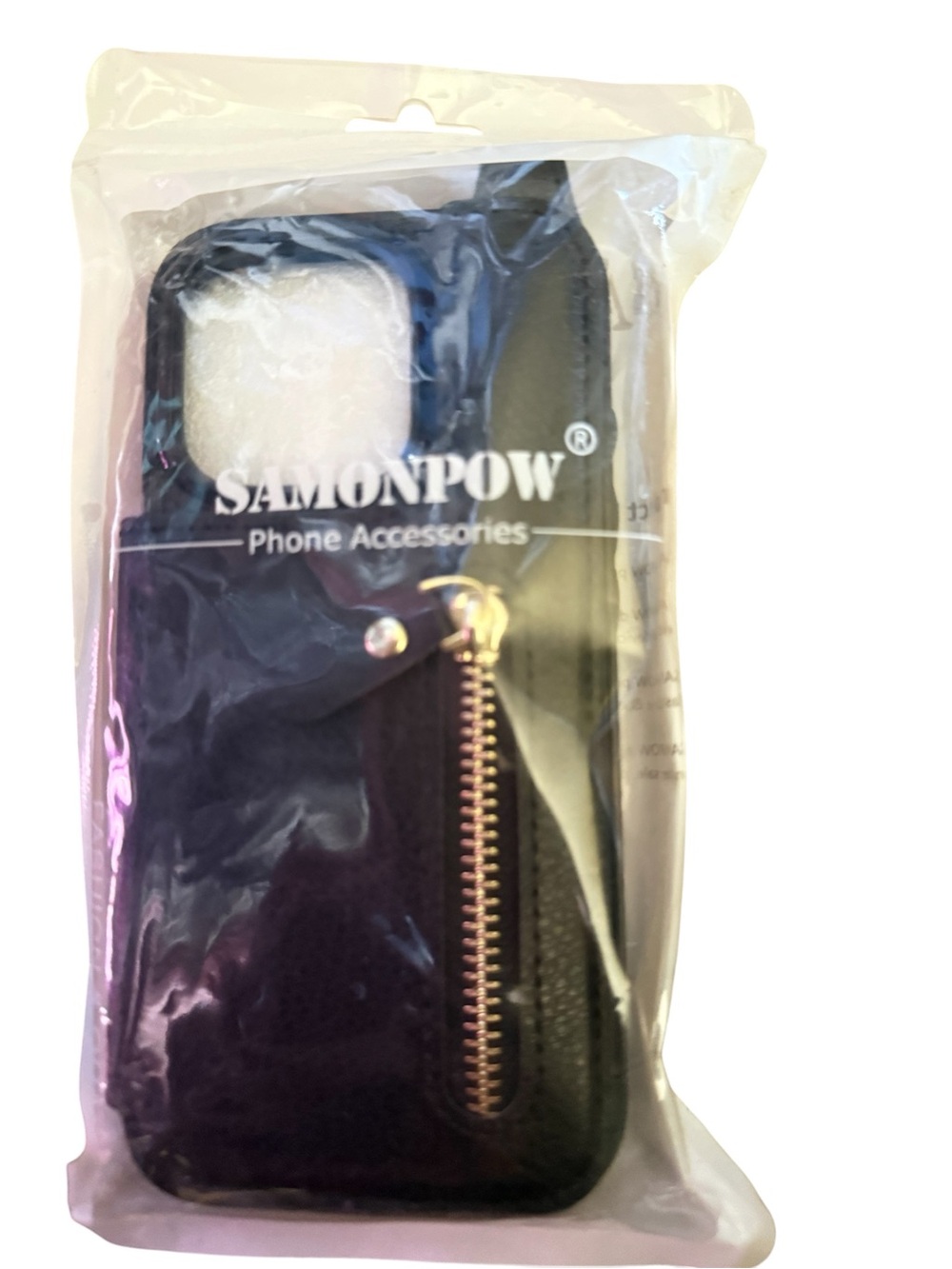 Samonpow Black Zipper Phone Wallet Case